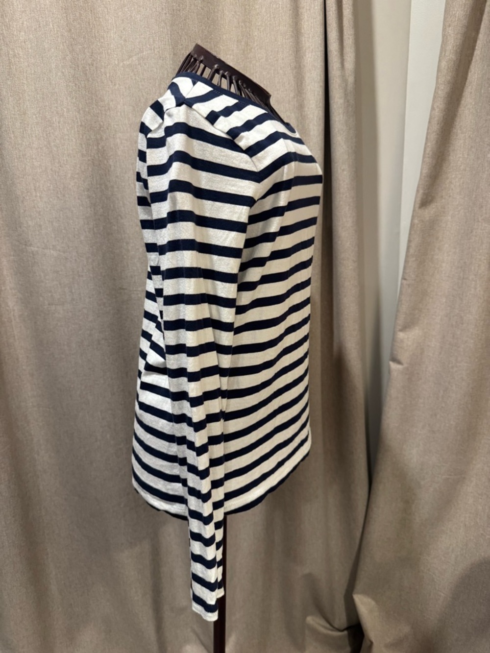 Madewell 100% Cotton Northside Long Sleeve Tee in Stripe Navy & White - XS - Picture 3 of 11
